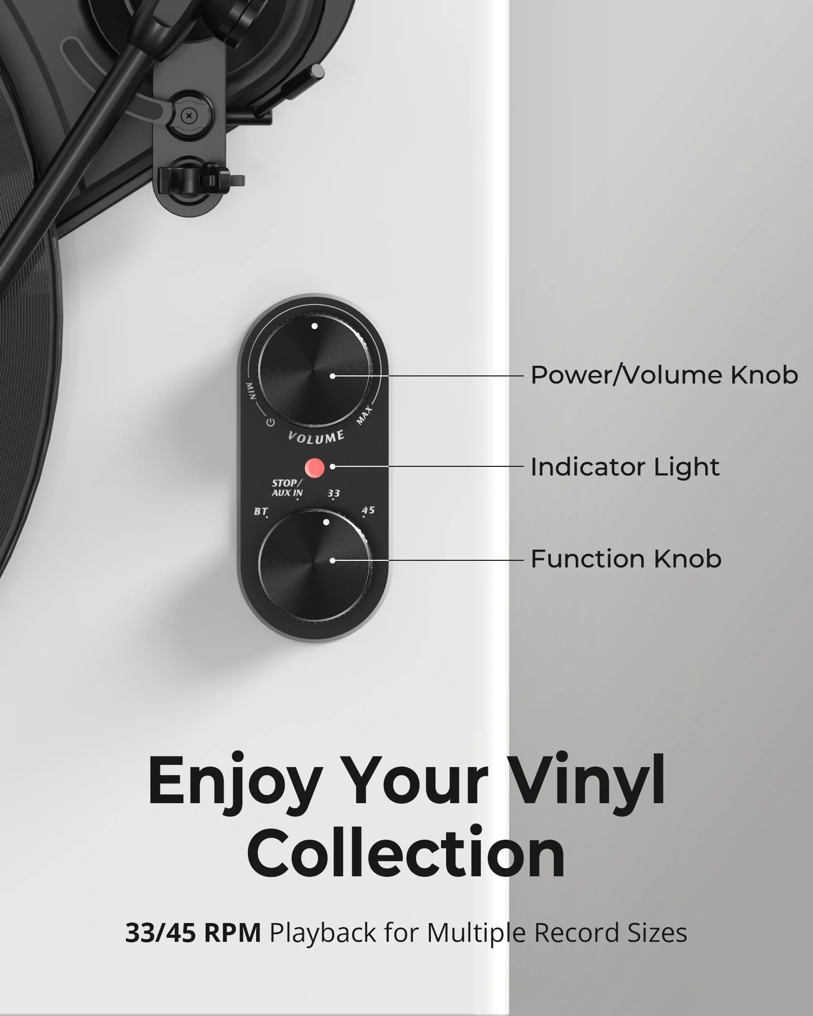 1 BY ONE All-in-One Turntable Modern White - Image 5