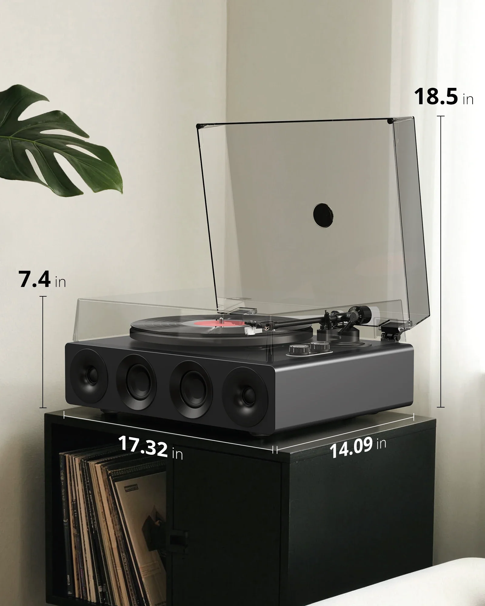 All-in-One Belt-Drive Stereo Turntable Modern Black - Image 8