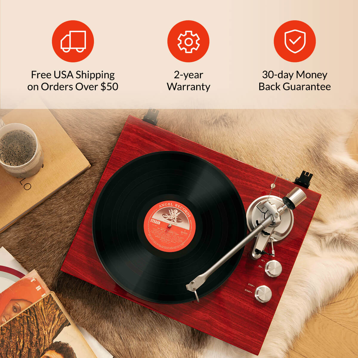 H005 Bluetooth Turntable Vinyl Record Player - Image 6