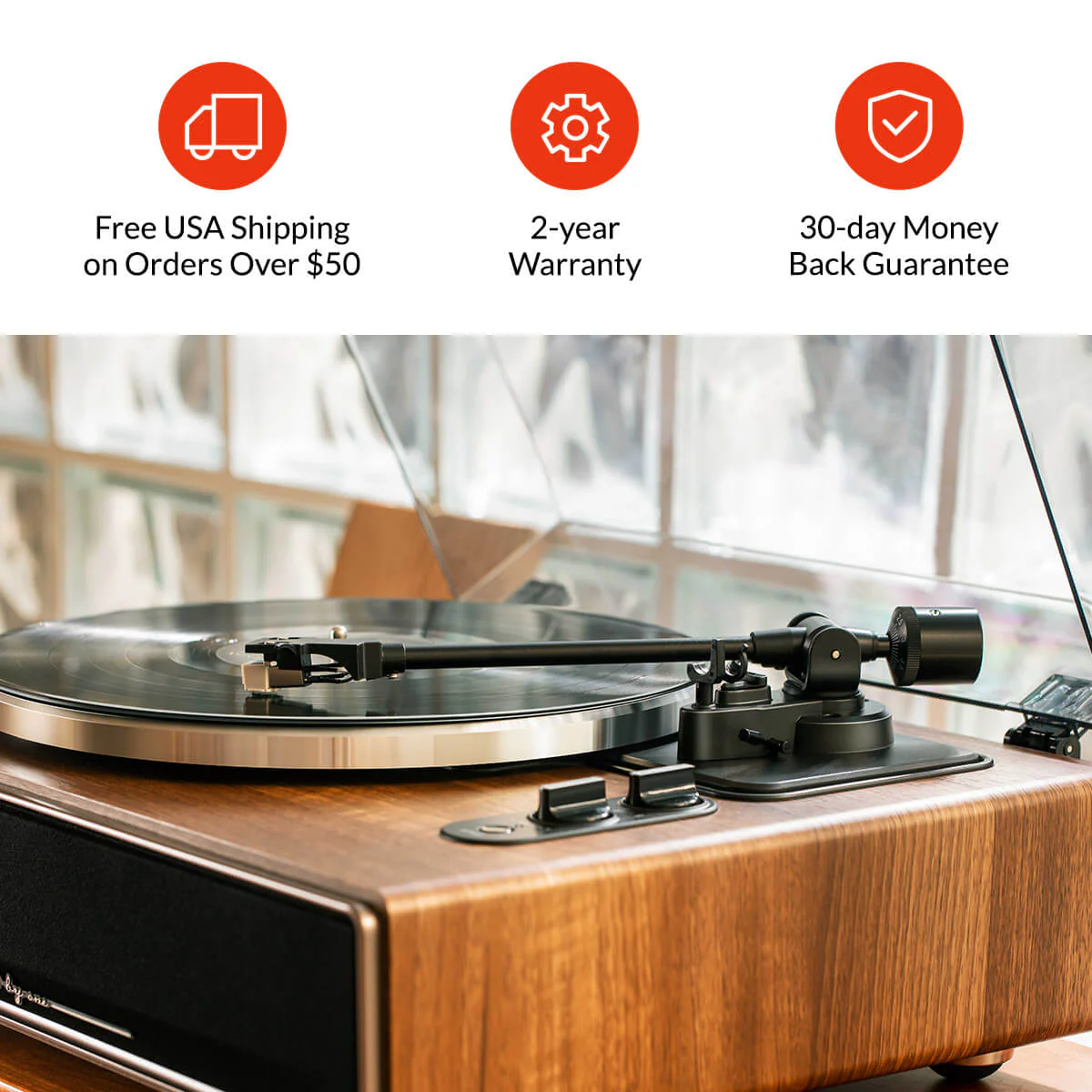 H009 All-In-One Turntable Vinyl Record Player - Image 6